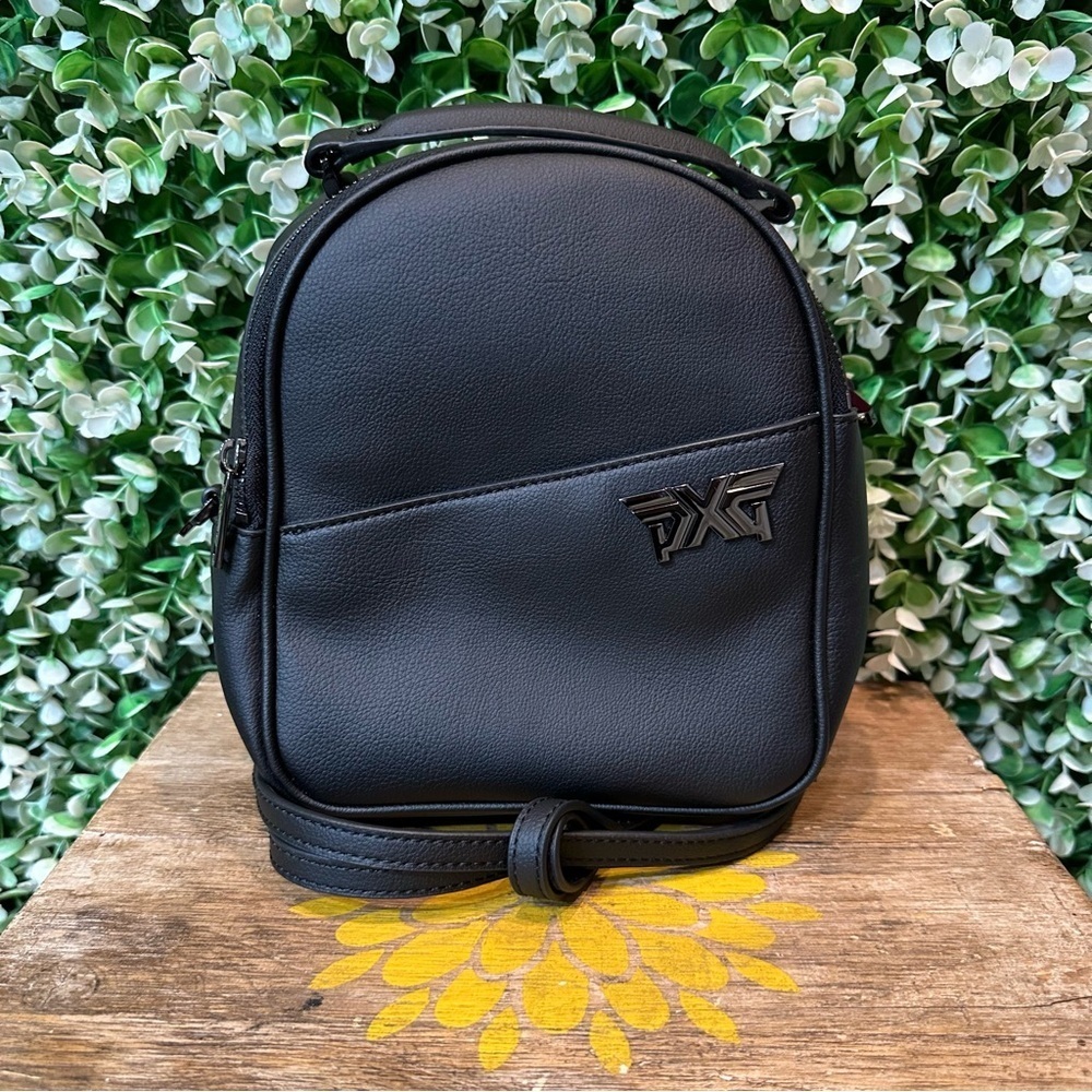 NWOT PXG Golf Cactus leather black mini backpack adjustable sling strap